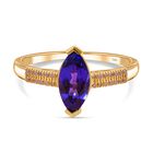 AAA Tansanit, Natürlicher gelber Diamant Ring 585 Gold (Größe 21.00) ca. 2,02 ct