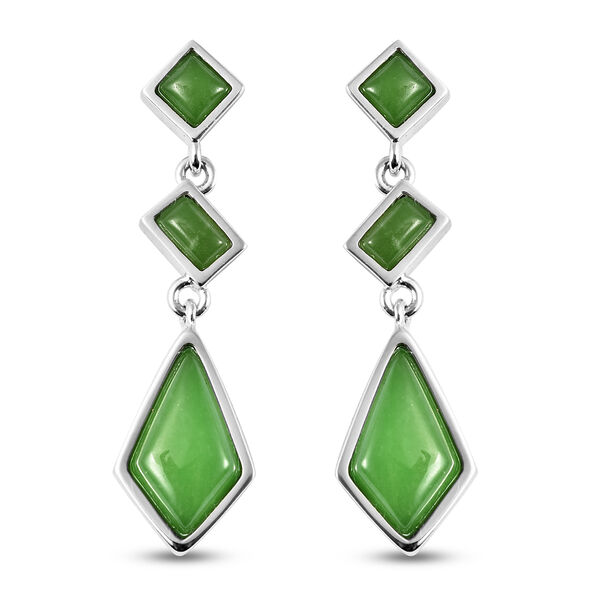 Grüne Jade Ohrhänger 925 Silber rhodiniert ca. 8,62 ct  image number 0