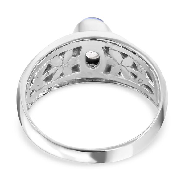 Royal Bali - Regenbogen Mondstein Ring, 925 Silber Schwarz oxidiert (Gr&ouml;&szlig;e 16.00) ca. 1,40 ct image number 4