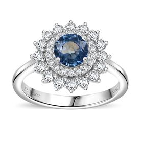 LUXORO zertifiziert und geprüft AAA Blauer Saphir und Diamant Ring in 585 Weißgold - 1,46 ct.