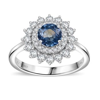 LUXORO zertifiziert und gepr&uuml;ft AAA Blauer Saphir und Diamant Ring in 585 Wei&szlig;gold - 1,46 ct.