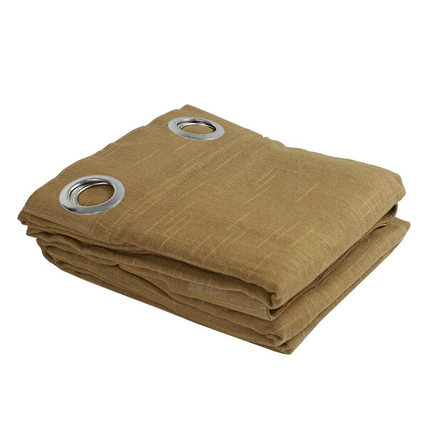 2er Set: Paar Vorhänge in Leinenoptik mit Ösen, Hellbraun image number 4