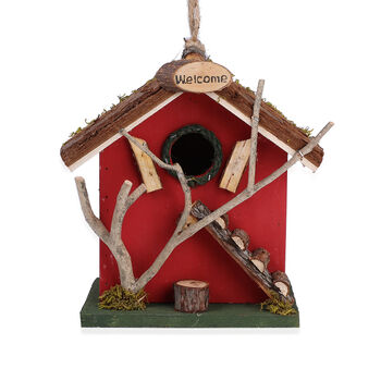 Handgefertigtes Vogelhaus aus Naturholz und MDF