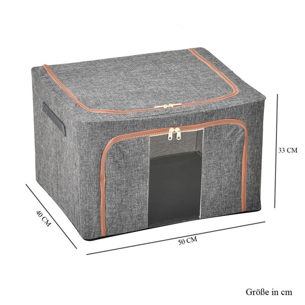 66L Stapelbare Aufbewahrungsbox mit Metallrahmen, Grau image number 8