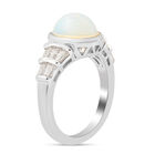 Natürlicher Äthiopischer Opal und Zirkon Seitenstein Ring 925 Silber Rhodium-Überzug image number 3