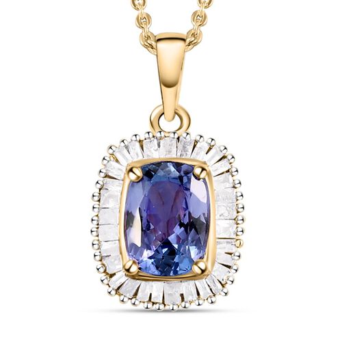 Tansanit und Diamant Anhänger mit Kette, 50cm - 1,78 ct. image number 0