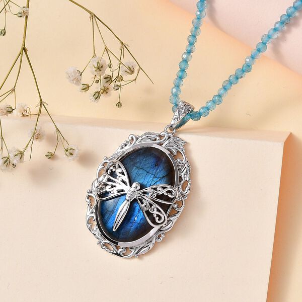 AAA Labradorit und Apatit-Anhänger mit 45cm Kette - 105 ct. image number 2