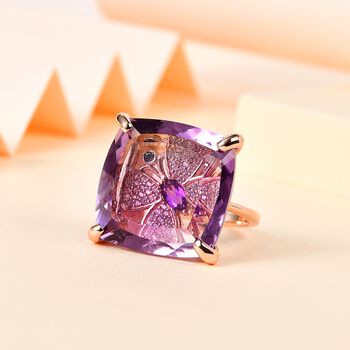 GP Trionfo Kollektion - AA Rose De France Amethyst und afrikanischer Amethyst, Zirkon und blauer Saphir-Ring - 27,65 ct.