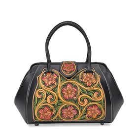 Grand Pelle  - Echtleder Handtasche, 35,5x23x18 cm, schwarz