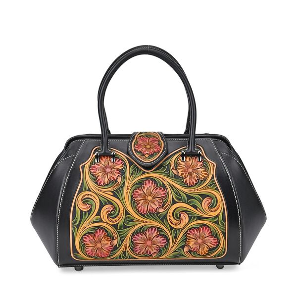 Grand Pelle  - Echtleder Handtasche, 35,5x23x18 cm, schwarz image number 0