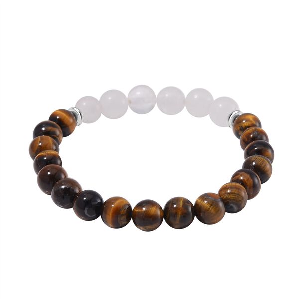 3er-Set- Gelbe Tigerauge und weiße Kristall Quarz-Armbänder - 231 ct. image number 8