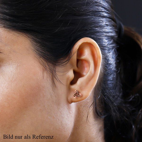 Nat&uuml;rliche Champagner Diamant Ohrringe, 925 Silber ros&eacute;vergoldet ca. 0.25 ct image number 3