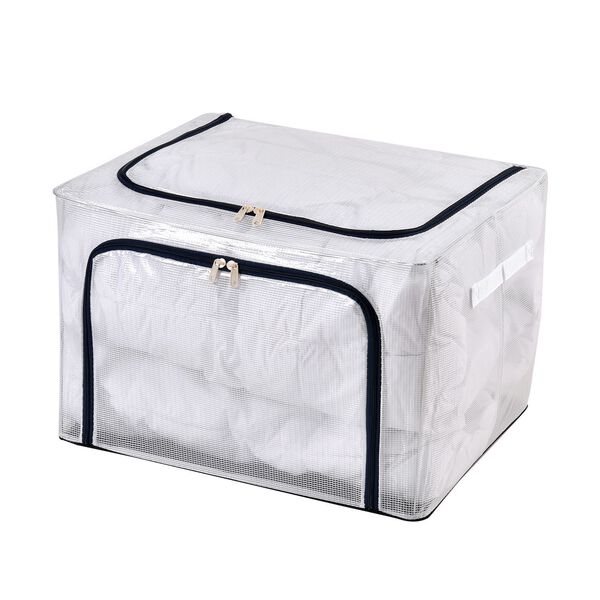 66L Stapelbare Aufbewahrungsbox mit Metallrahmen, blauer Rei&szlig;verschluss image number 5