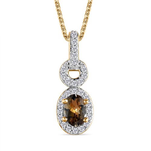 Natürlicher, goldener Tansanit und Zirkon-Anhänger mit 50cm Kette - 0,73 ct. image number 0