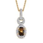 Natürlicher, goldener Tansanit und weißer Zirkon Anhänger mit Kette, 925 Silber Gelbgold Vermeil ca. 0.73 ct