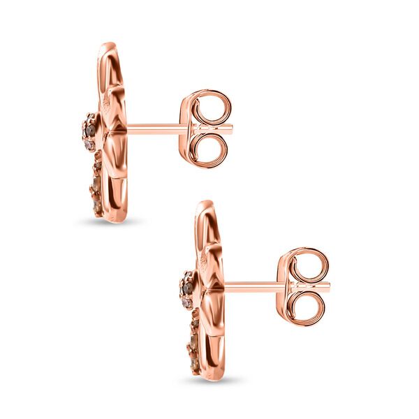 GP Italian Garden Kollektion - Champagner Diamant und Kanchanaburi blaue Saphir Ohrringe, 925 Silber 750 Roségold Vermeil - 0,14 ct. image number 5