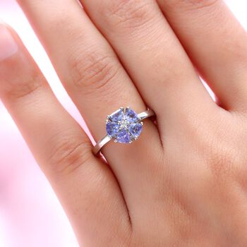 Tansanit und Zirkon Ring - 0,98 ct.