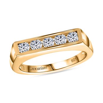 LUXURIANT SI-GH Labor Diamant Ring, 925 Silber 750 Gelbgold Vermeil - 0,50 ct.