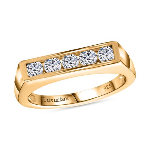 LUXURIANT DIAMOND- SI-GH Labor Diamant Ring, 925 Silber 750 Gelbgold Vermeil - 0,50 ct. image number 4