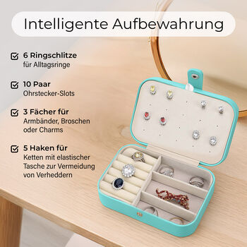 Reise-Schmuckk&auml;stchen mit 10 Silberputzt&uuml;chern, 17x11x5 cm (Box), 11x7 cm (10 T&uuml;cher), Gr&uuml;n