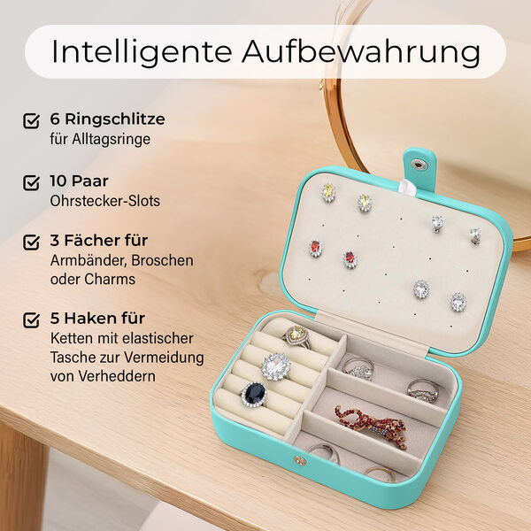 Reise-Schmuckkästchen mit 10 Silberputztüchern, 17x11x5 cm (Box), 11x7 cm (10 Tücher), Grün image number 3