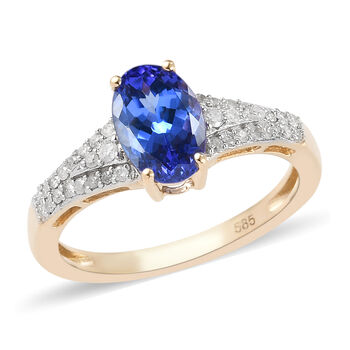 AAA Tansanit und Diamant-Ring, 585 Gelbgold  ca. 1,93 ct