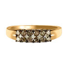 Natürlicher Champagner Diamant und Weißer Diamant Ring, 925 Silber Roségold Vermeil (Größe 20.00) ca. 0.50 ct