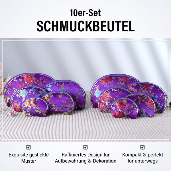 10er-Set Schmuckbeutel, lila image number 2