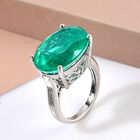 Smaragd-Triplett-Quarz und weißer Zirkon-Ring, 925 Silber platiniert  ca. 13,21 ct image number 1