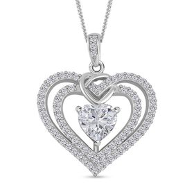 Moissanit Herz Anhänger mit 45cm Kette - 1,72 ct.