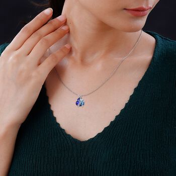 Blauer Glas und AB Kristall Schmetterlingsanh&auml;nger mit 50cm Kette