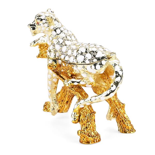 LIVMORE Leoparden-Design Schmuckdose, 11x3x8cm, Gold image number 3