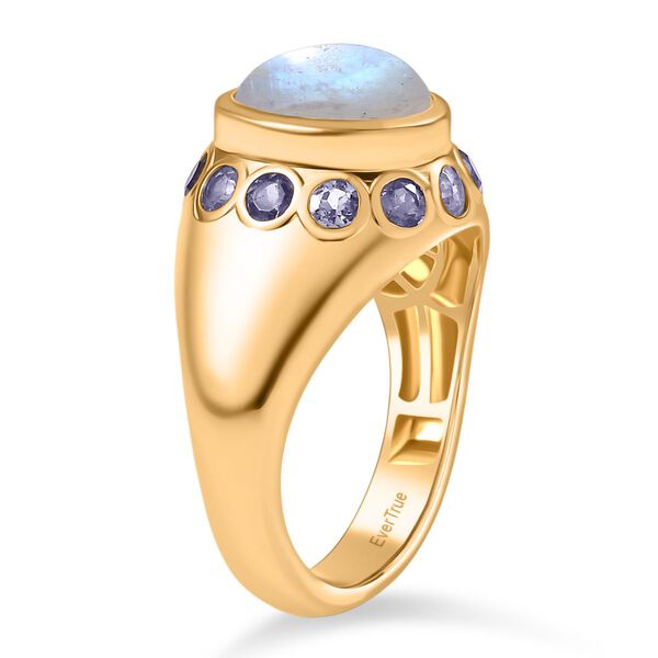 Regenbogen Mondstein, Iolit Ring Messing (Gr&ouml;&szlig;e 17.00) ca. 3,55 ct image number 5