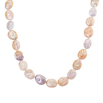 D'Joy Mehrfarbige Keshi Perle Halskette ca. 45 cm mit 5 cm extender, 925 Silber vergoldet