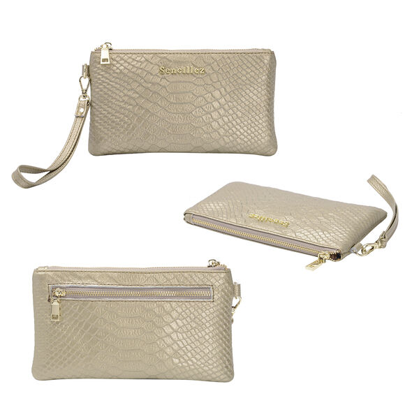 SENCILLEZ - 100% Leder Clutch, Gold image number 4