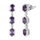 AA Rose De France Amethyst, Weißer Zirkon Ohrringe 925 Silber platiniert ca. 3,63 ct.