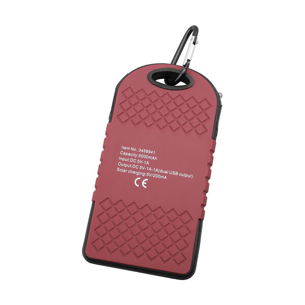 HOMESMART - Solarpowerbank mit 5000 mAh, tragbar, 15x7.5cm, 145g, Rot image number 4