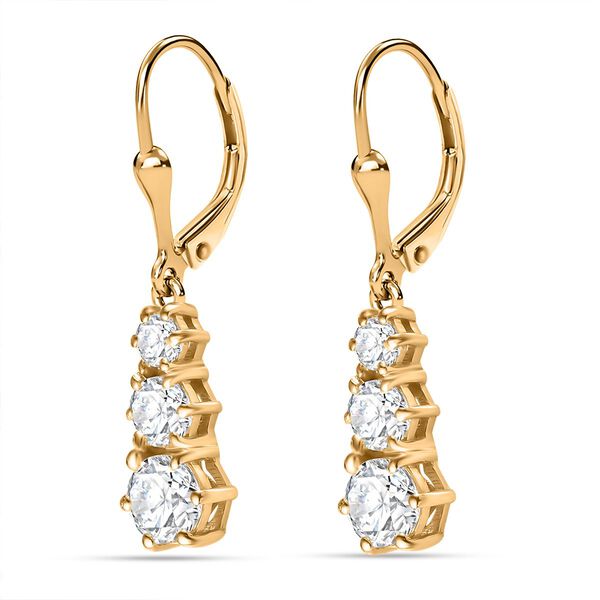 Moissanit Ohrringe, 925 Silber 750 Gelbgold Vermeil - 1,61 ct. image number 3