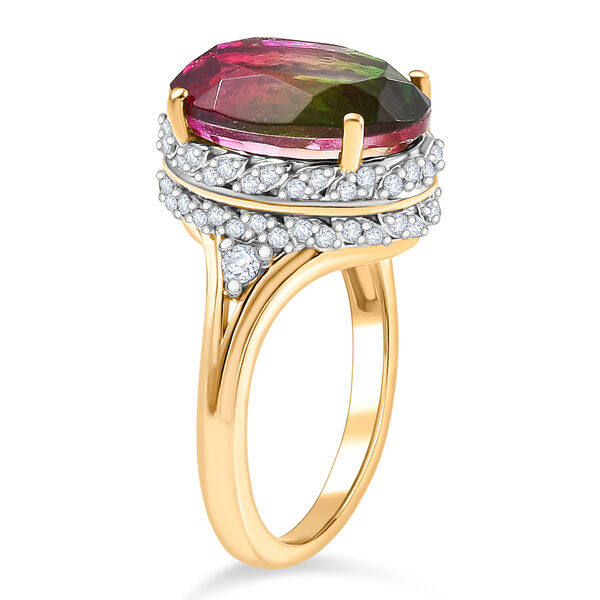 D'Joy Wassermelonen Triplett Quarz und Zirkon zweifarbiger Ring - 6,84 ct. image number 5