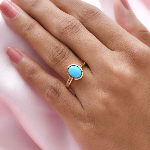 Amerikanischer, natürlicher Sleeping Beauty Türkis und Zirkon-Ring - 1,74 ct. image number 3