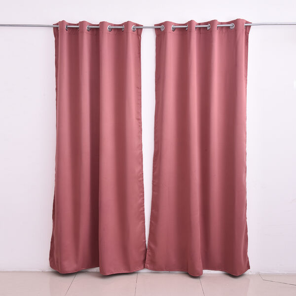 2er-Set - Verdunkelungsvorhänge mit Metallösen, Größe 140x240cm/Vorhang, Rostbraun image number 0