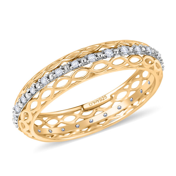 D'Joy Wei&szlig;er Diamant Ring 925 Silber 750 Gelbgold Vermeil (Gr&ouml;&szlig;e 20.00) ca. 0,15 ct image number 3