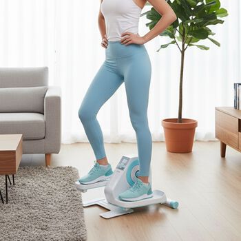 LIVMORE Elektro Fitness Stepper f&uuml;r zuhause, sanftes Training, leise, LCD Display, Fernbedienung, Anti Rutsch Pedale, Wei&szlig;, 1 Jahr Garantie inkl.