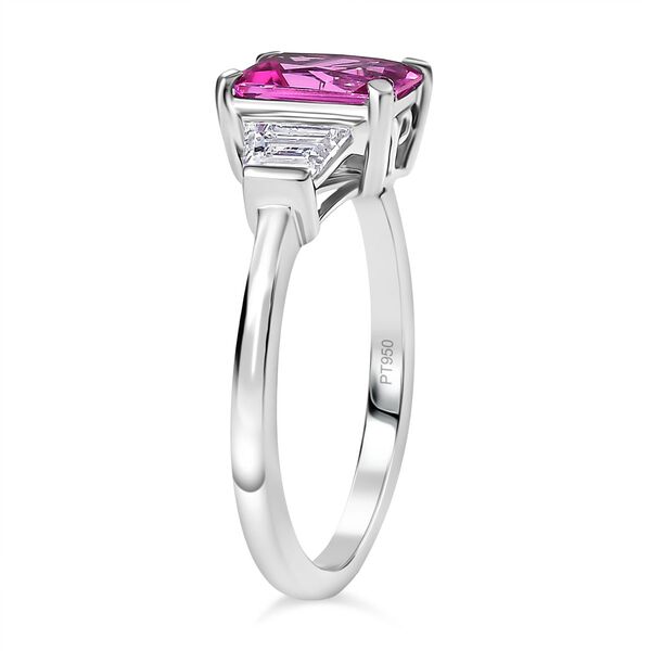 LUXURIANT DIAMANT - AAA Lab Created Rosa Saphir, Lab Grown Diamant Ring 950 Platin (Größe 17.00) ca. 2,29 ct image number 4