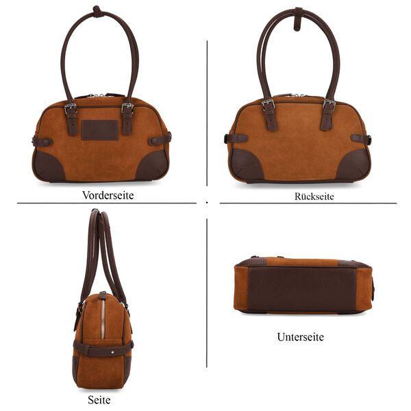 Handtasche aus Echtleder, 35x25x12cm, Braun image number 3