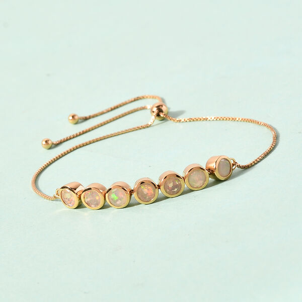 Verstellbares, nat&uuml;rliches, &auml;thiopisches Opal-Armband in Silber image number 2