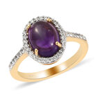 Afrikanischer Amethyst und Zirkon Ring 925 Silber vergoldet  ca. 2,37 ct image number 3
