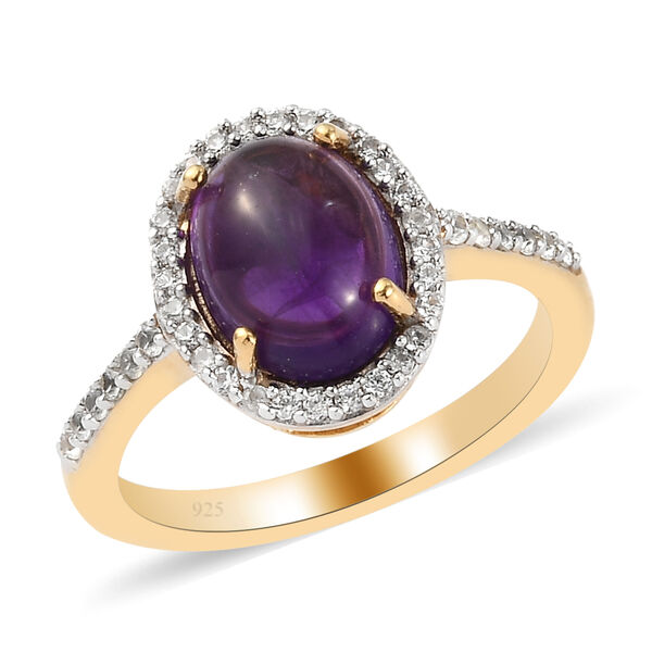 Afrikanischer Amethyst und Zirkon Ring 925 Silber vergoldet  ca. 2,37 ct image number 4