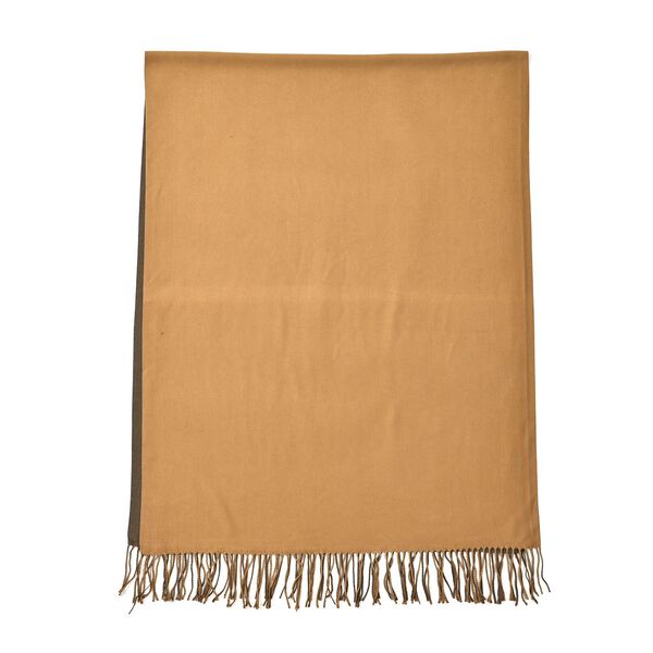 Supersoft Doppelgewebter Schal mit Fransen, Kamel image number 2