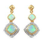 Natürliche, äthiopische Opal und Zirkon-Ohrringe, 925 Silber Gelbgold Vermeil ca. 2,31 ct